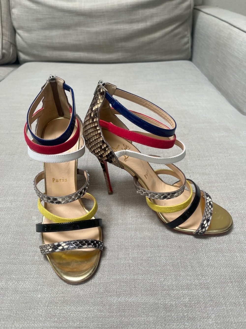 Christian Louboutin Multistrap Python Stilettos 37.5